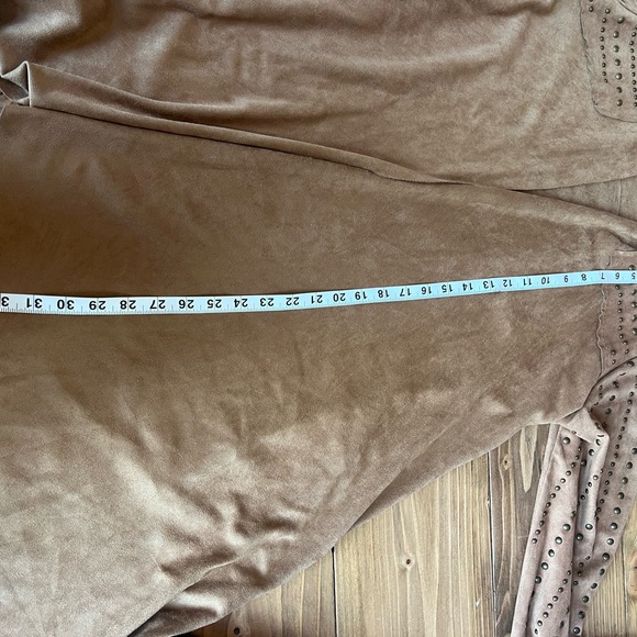 Reba Faux Suede Brown Studded Open Front Cardigan, Women's Large Western - Picture 4 of 5